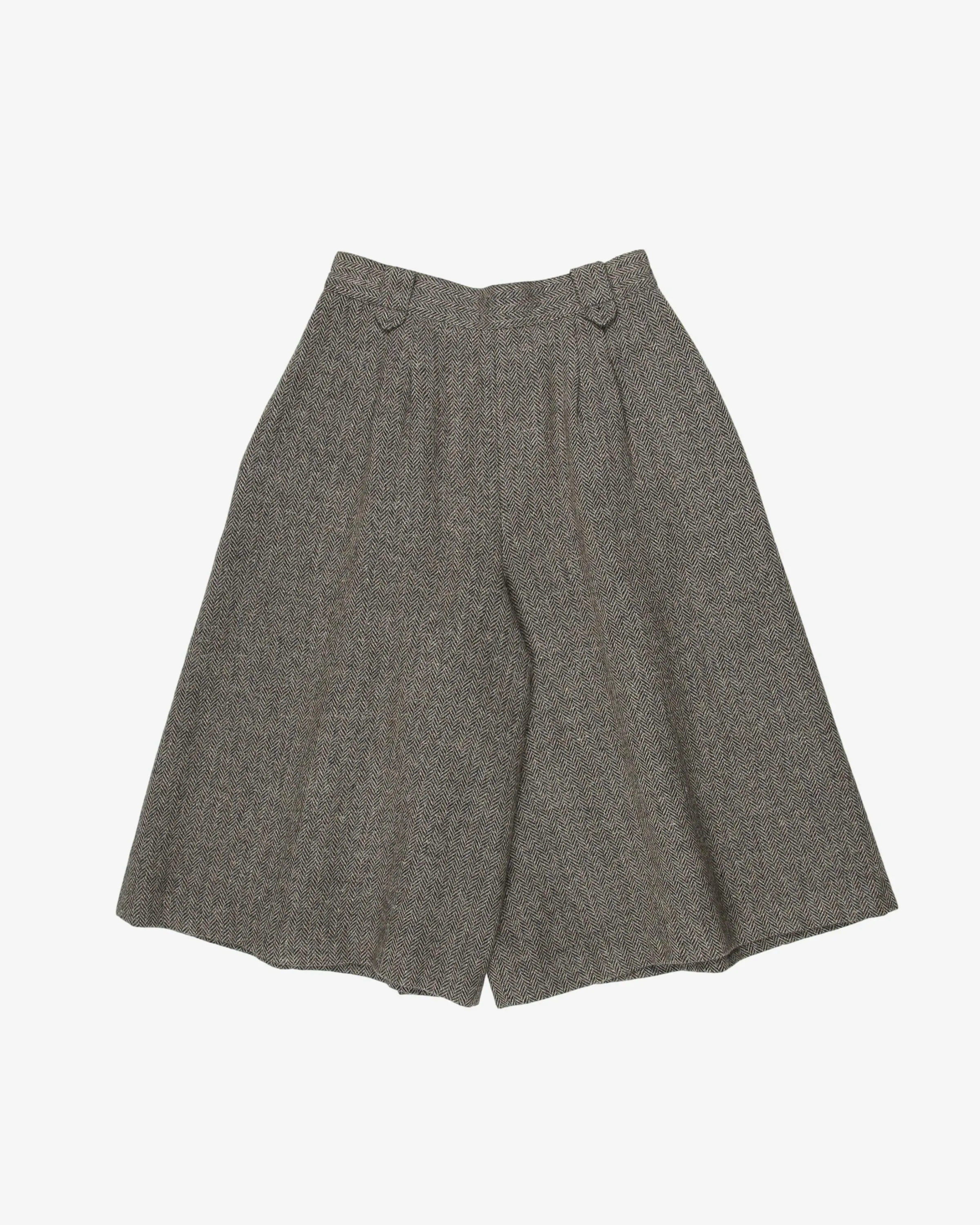 1980's grey herringbone wool culottes - W26