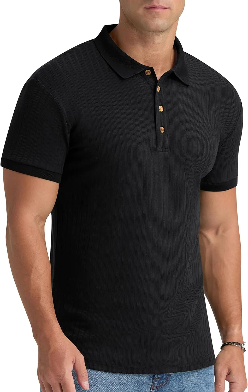 Aimeilgot Mens Polo Shirts Short Sleeve Casual Retro Summer T-Shirts Soft Knitted Classic Polo Tees