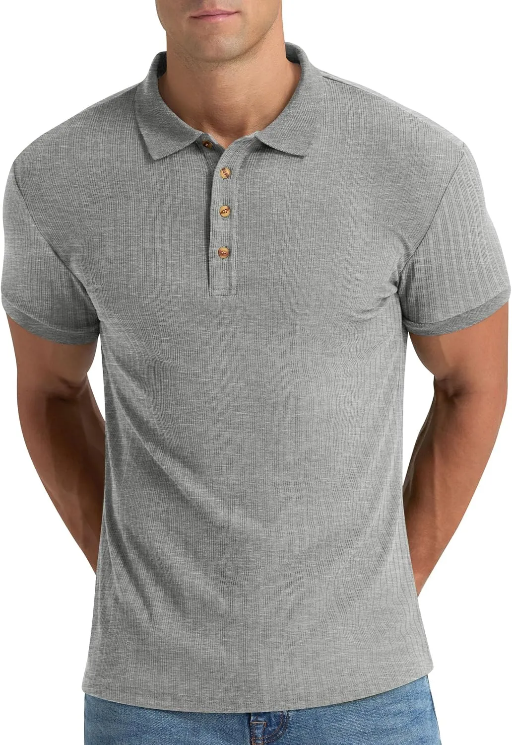 Aimeilgot Mens Polo Shirts Short Sleeve Casual Retro Summer T-Shirts Soft Knitted Classic Polo Tees