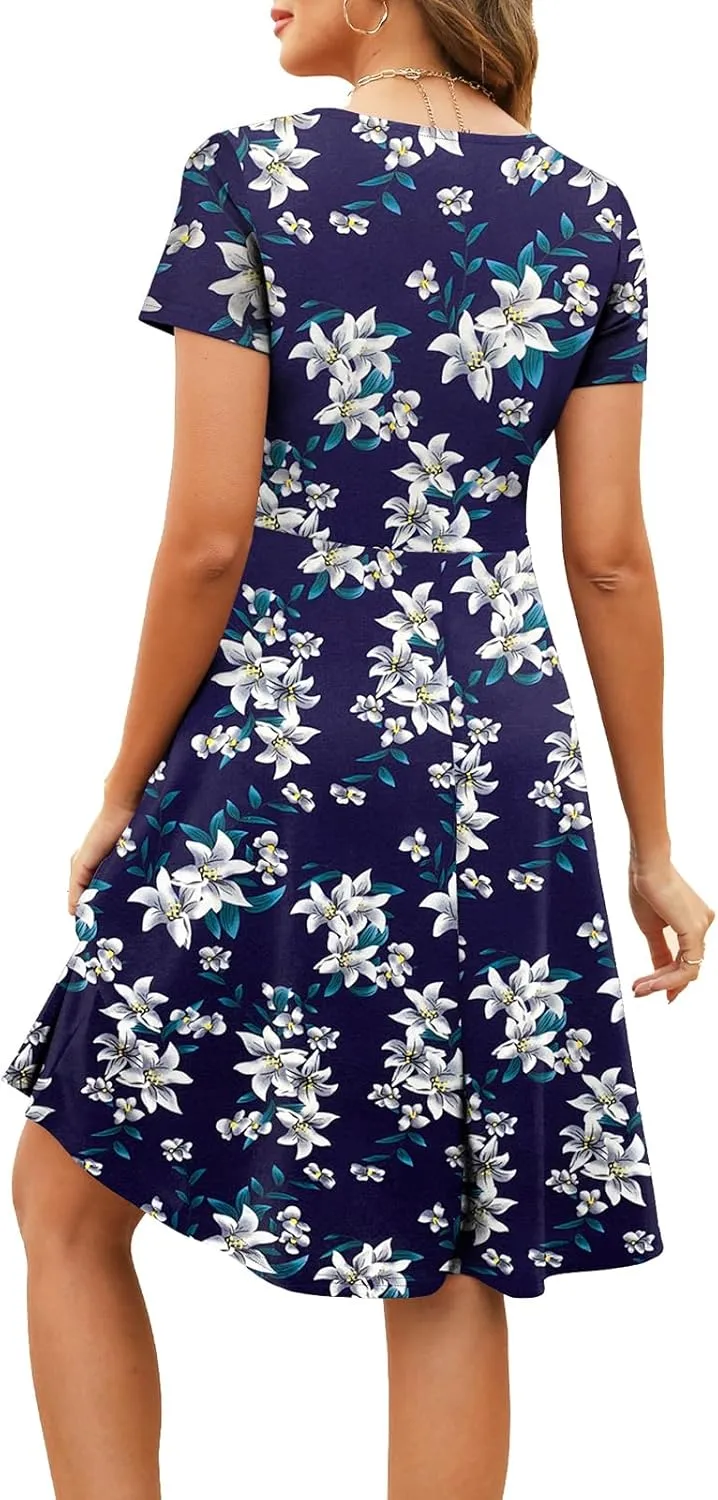 BARASA Women's Wear to Work Dresses Elegant Sweetheart Neck Short Sleeve Party A-Line Knee Length Dress D163