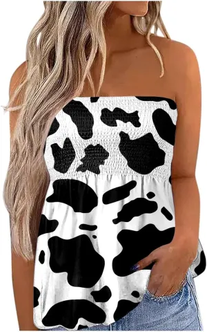 Cdiecer Tube Tops for Women Off Shoulder Top Strapless Tank Top Bandeau Sleeveless Shirts Summer Vacation Tube-Tops