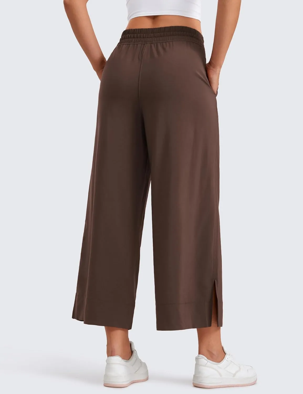 CRZ YOGA Lightweight Wide Leg Cropped Pants for Women 25" High Waisted Loose Casual Lounge Travel Work Sweatpants Summer