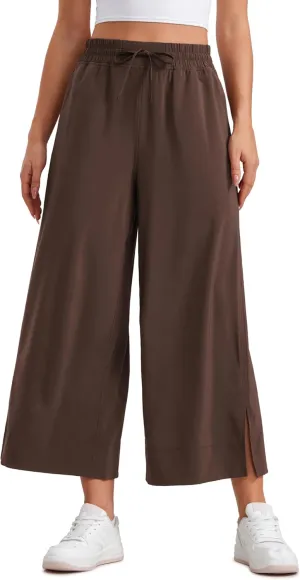 CRZ YOGA Lightweight Wide Leg Cropped Pants for Women 25" High Waisted Loose Casual Lounge Travel Work Sweatpants Summer