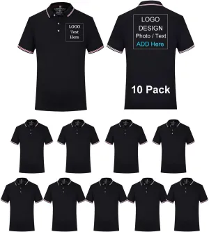 Custom Polo Shirts for Men Women Personalized T-Shirt with Logo Text Photo Mercerized Cotton Short Sleeves