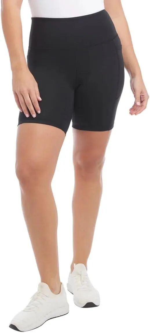 Danskin Women's High Rise Bike Shorts - Workout Shorts - Volleyball Shorts - Yoga and Dance, 2-Pack