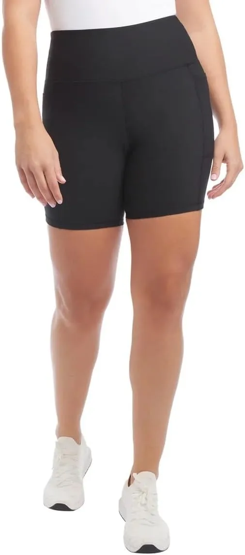 Danskin Women's High Rise Bike Shorts - Workout Shorts - Volleyball Shorts - Yoga and Dance, 2-Pack