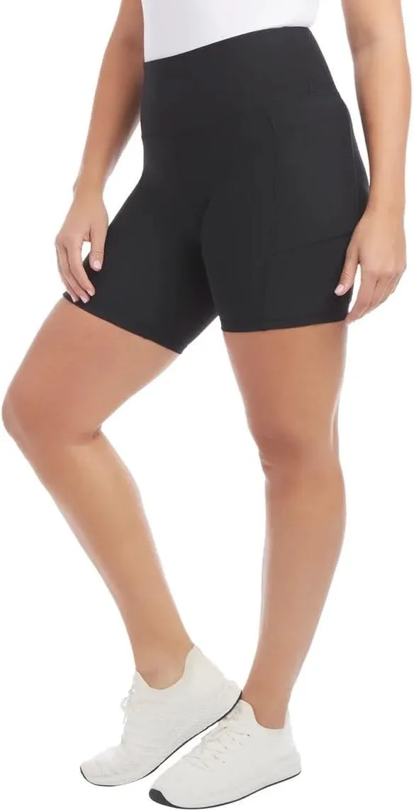 Danskin Women's High Rise Bike Shorts - Workout Shorts - Volleyball Shorts - Yoga and Dance, 2-Pack