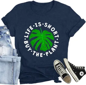 Garden Shirts for Women Plant Lover T-Shirt Gardener Lover Tee Tops Casual Plant Short Sleeve