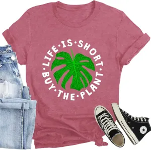 Garden Shirts for Women Plant Lover T-Shirt Gardener Lover Tee Tops Casual Plant Short Sleeve