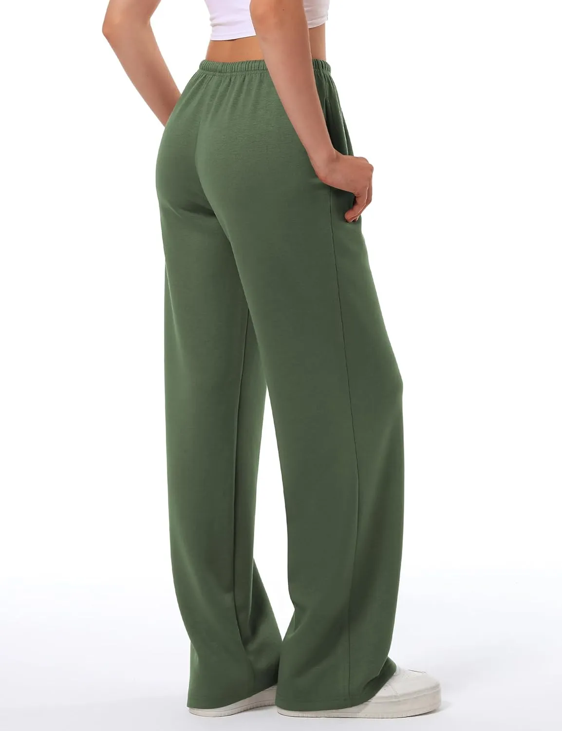 HeSaYep Women's Wide Leg Sweatpants Straight Leg Lowrise Sweat Pants Drawstring Elastic Low Waist Pants with Pockets