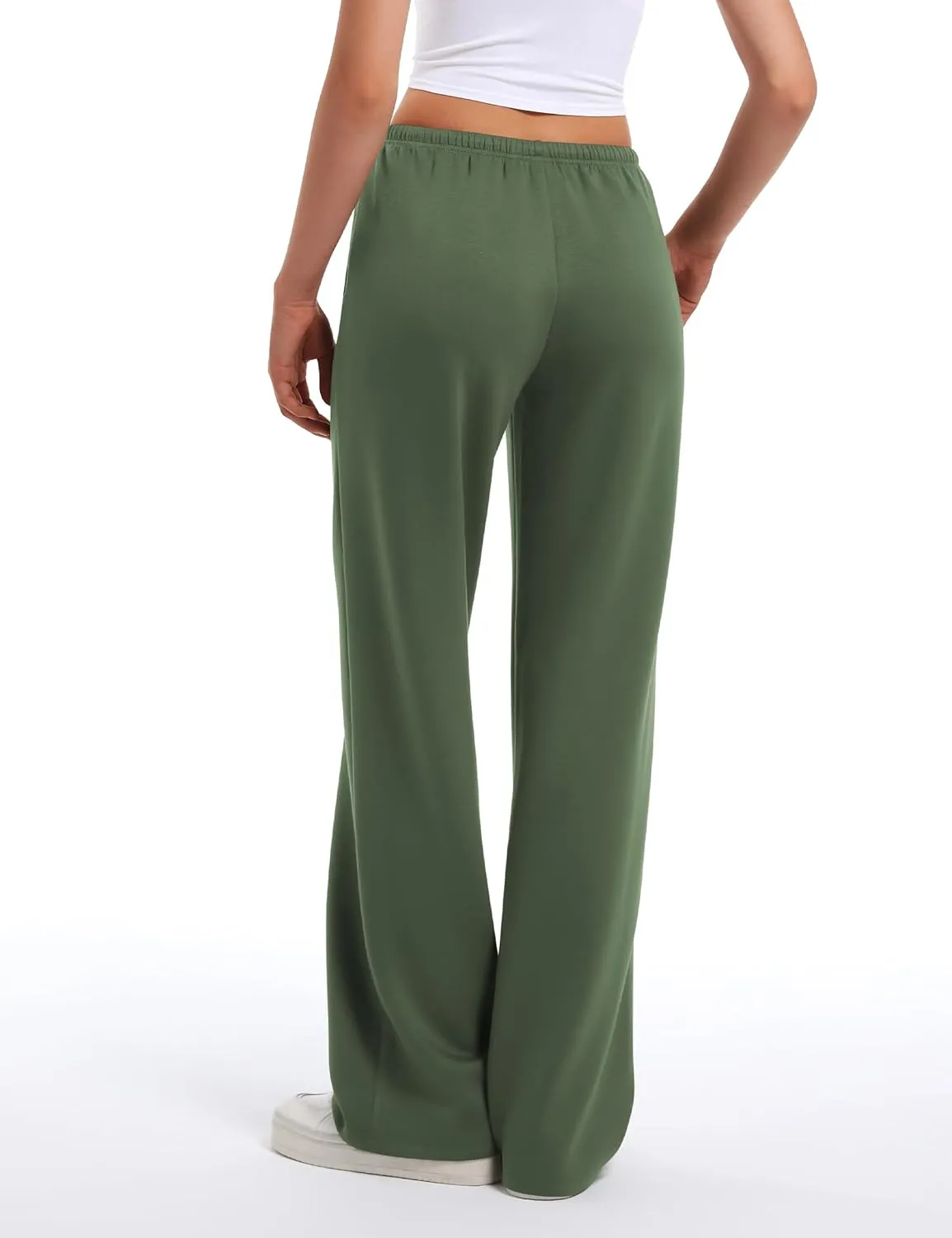 HeSaYep Women's Wide Leg Sweatpants Straight Leg Lowrise Sweat Pants Drawstring Elastic Low Waist Pants with Pockets