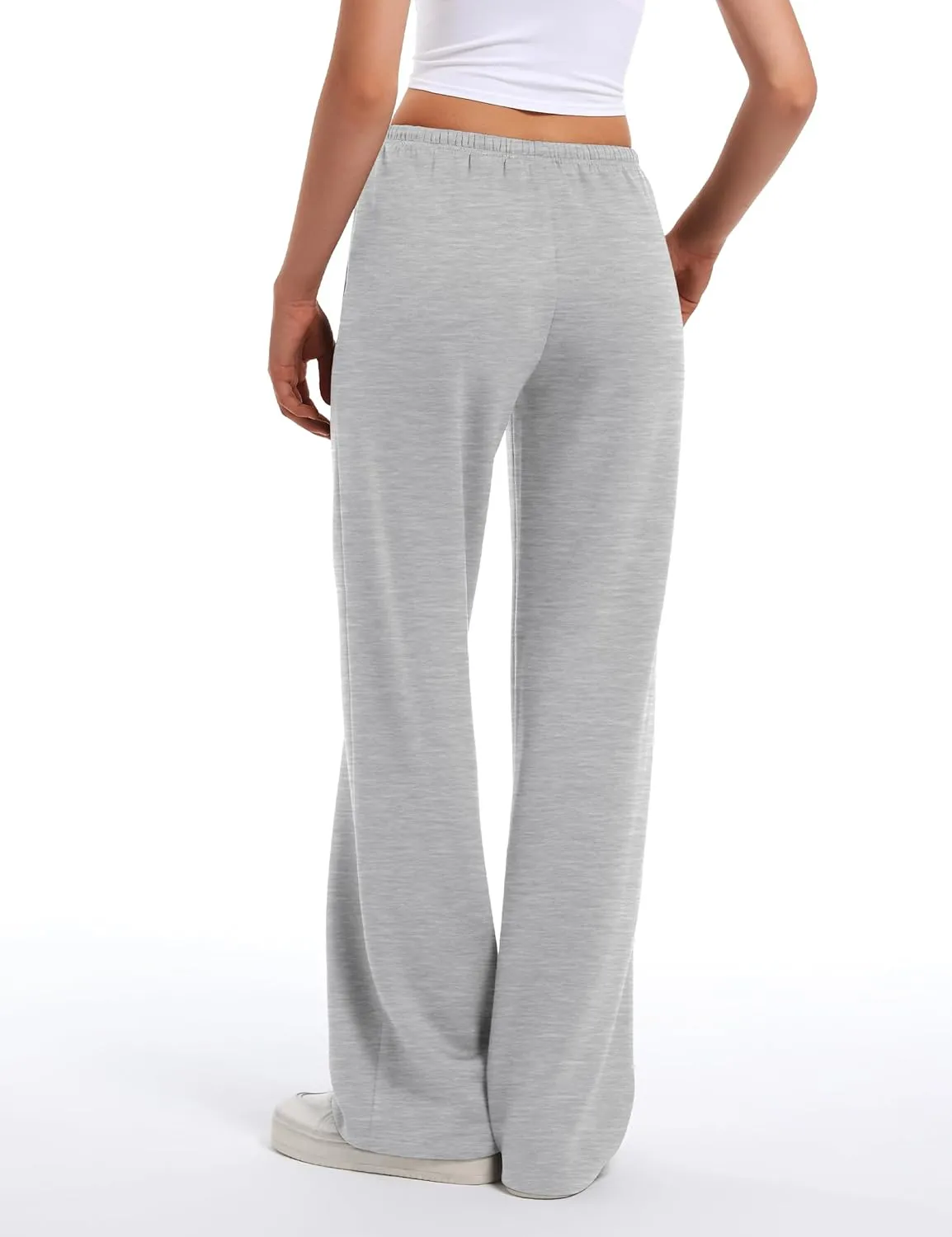 HeSaYep Women's Wide Leg Sweatpants Straight Leg Lowrise Sweat Pants Drawstring Elastic Low Waist Pants with Pockets