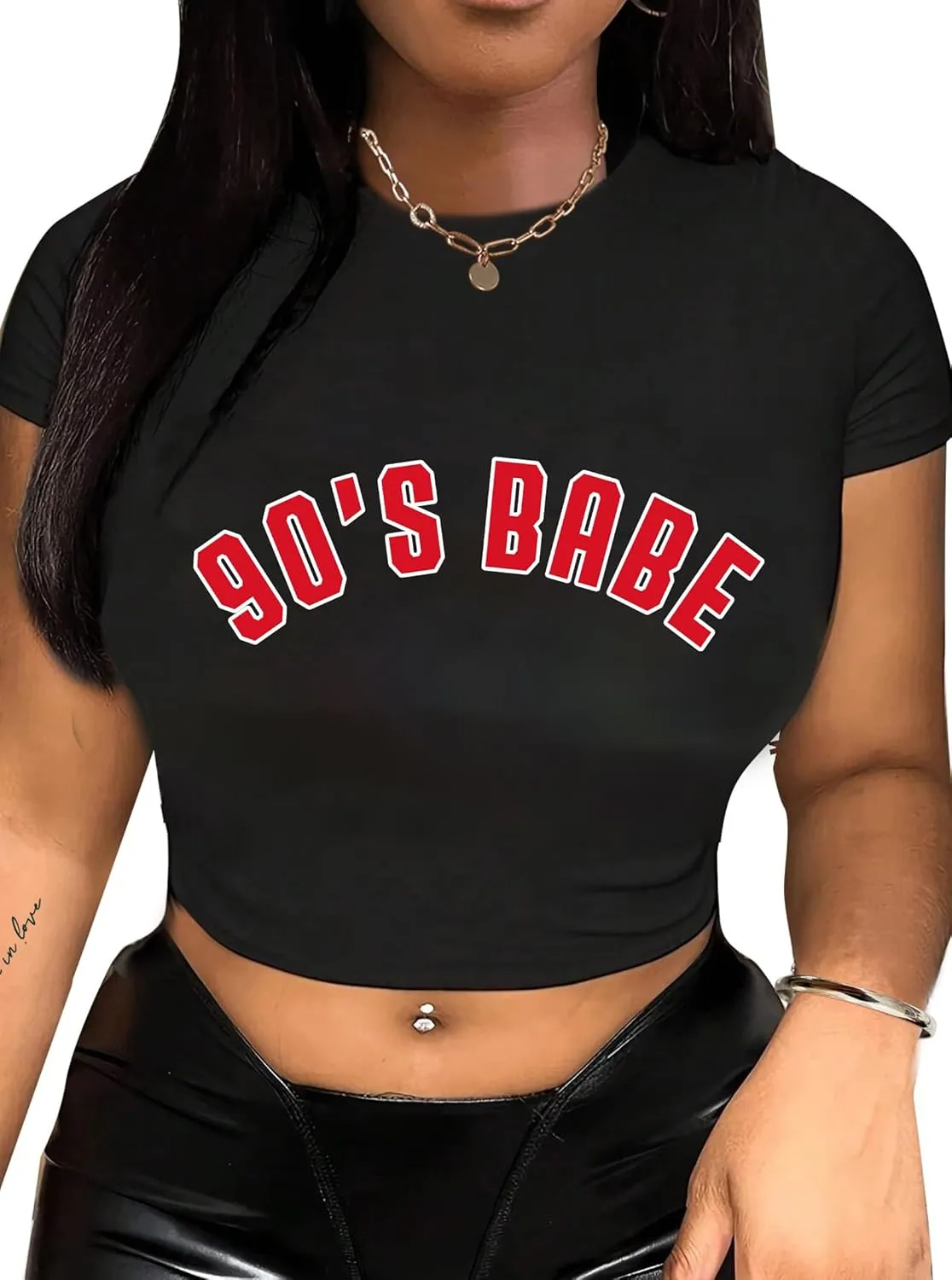 Hilinker Womens Short Sleeve Graphic Crop Tops Vintage Tees Summer Cute T Shirts