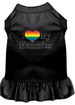 I Heart My Mommies Screen Print Dog Dress Black Sm