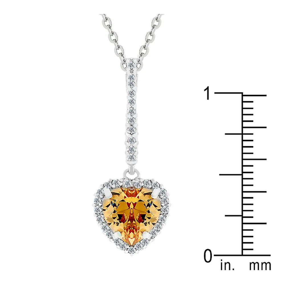 J Goodin Cubic Zirconia Drop Heart Style Champagne Heart Drop Pendant For Women