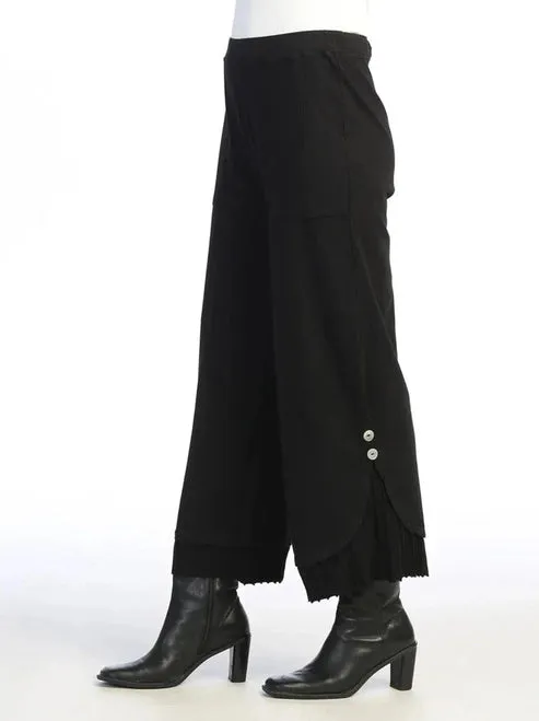 M125 Jet Black Pant Wide Leg/Rib Contrast 2 Pocket Women's
