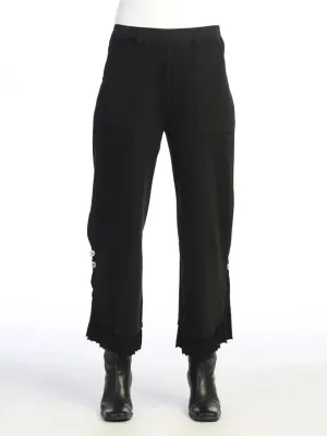 M125 Jet Black Pant Wide Leg/Rib Contrast 2 Pocket Women's