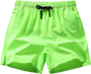 Men's Quick Dry Shorts 5 Inches Lightweight Gym Workout Running Athletic Shorts Summer Soild Color Beach Casual Shorts