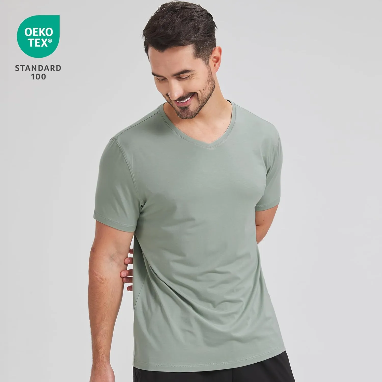 netdraw Men's Ultra Soft V-Neck Bamboo Viscose T-Shirt Comfy Lightweight Casual Basic Undershirts Pajama Tops