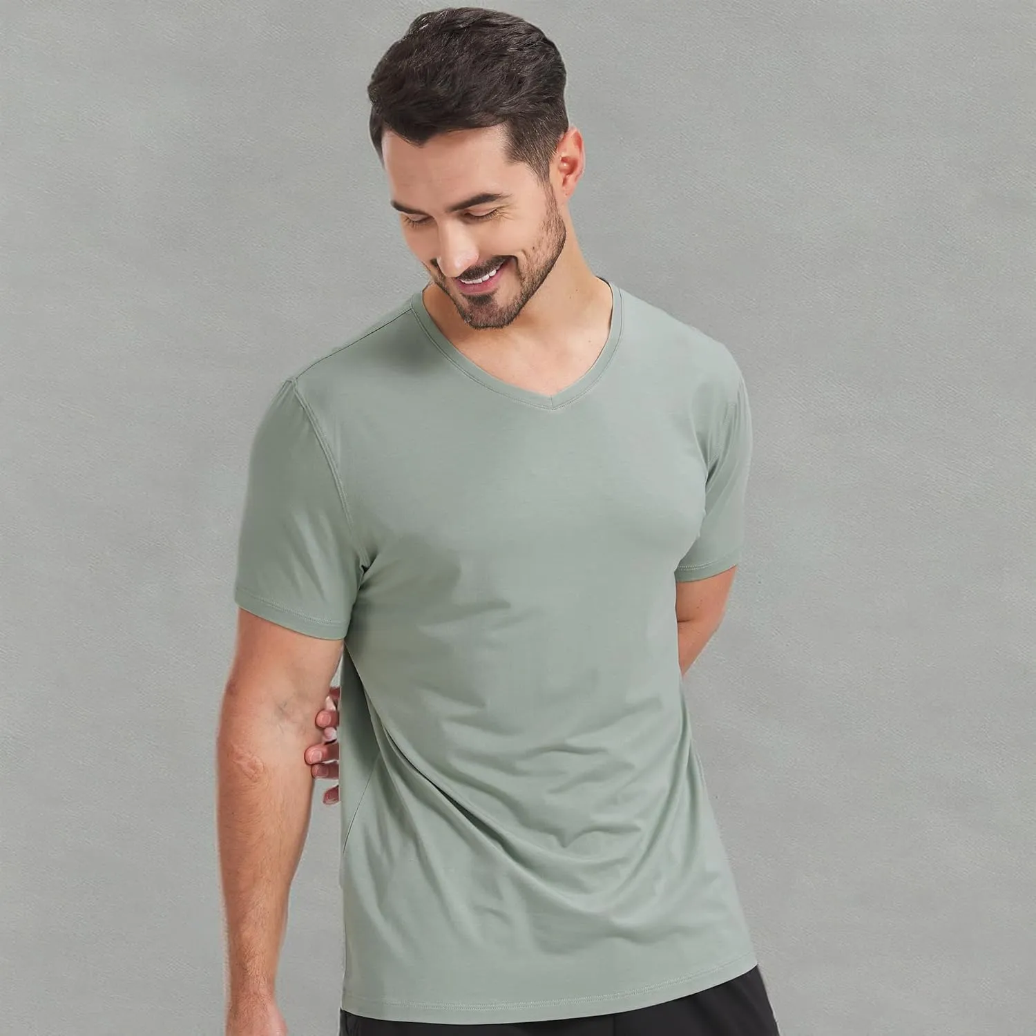 netdraw Men's Ultra Soft V-Neck Bamboo Viscose T-Shirt Comfy Lightweight Casual Basic Undershirts Pajama Tops