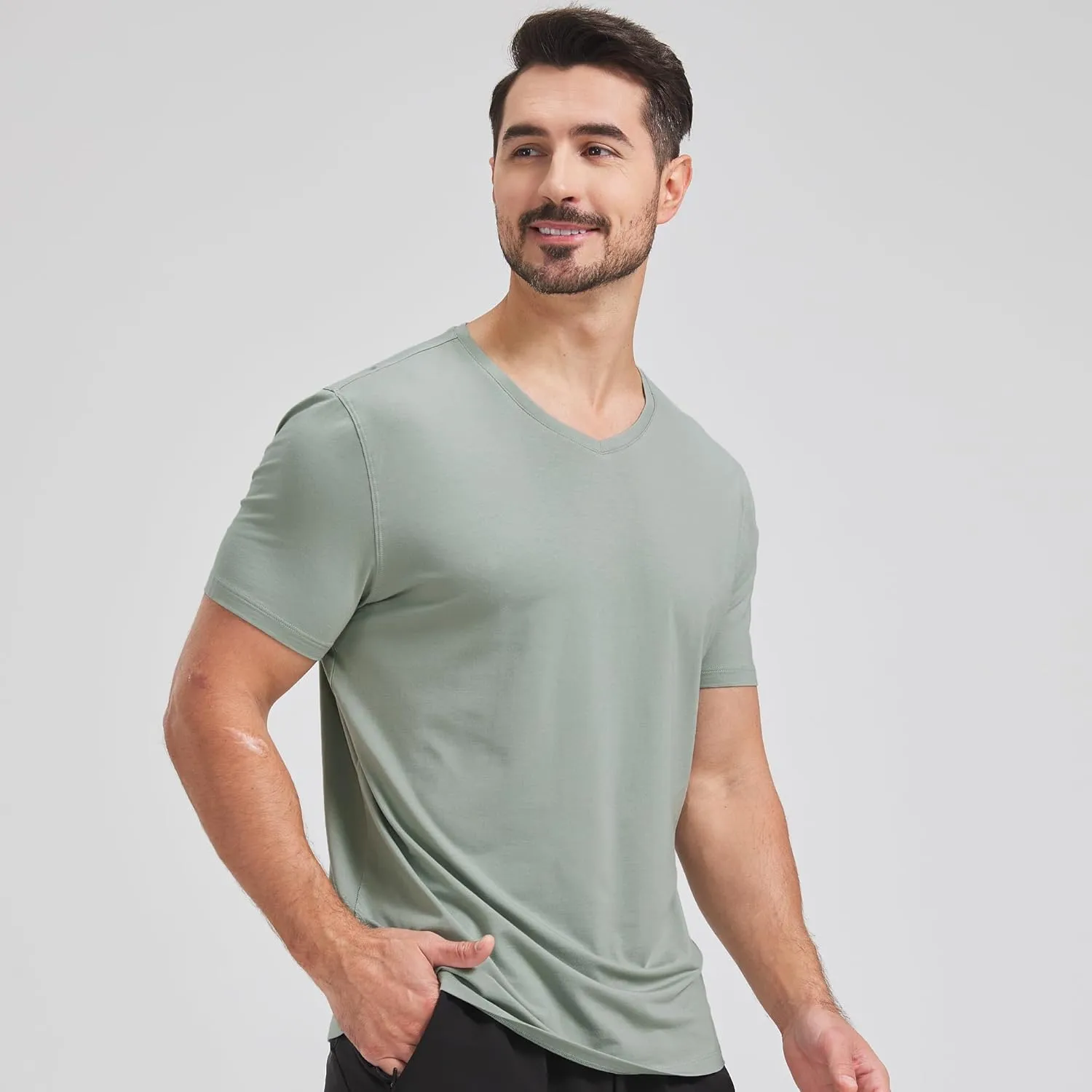 netdraw Men's Ultra Soft V-Neck Bamboo Viscose T-Shirt Comfy Lightweight Casual Basic Undershirts Pajama Tops