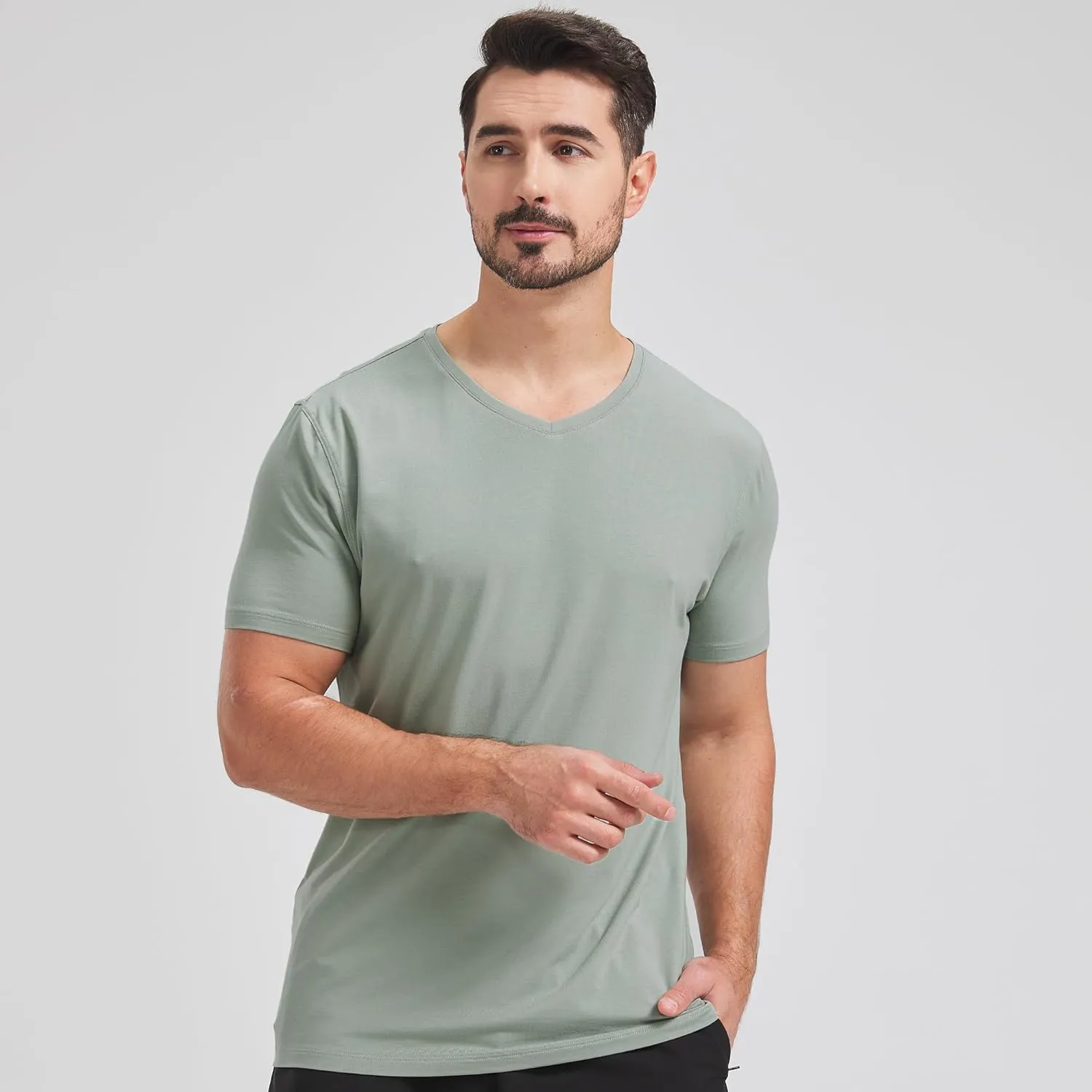netdraw Men's Ultra Soft V-Neck Bamboo Viscose T-Shirt Comfy Lightweight Casual Basic Undershirts Pajama Tops