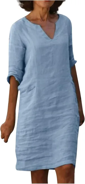 OIOLOYJM Plus Size Summer Dresses for Women 2025 Plus Size Dresses for Curvy Women 3/4 Sleeve Casual Boho Kaftan Dresses