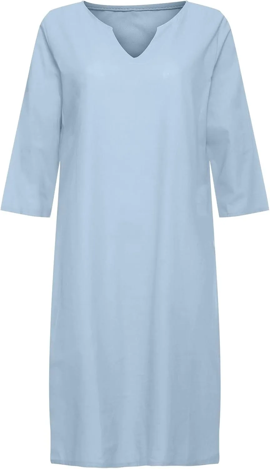OIOLOYJM Plus Size Summer Dresses for Women 2025 Plus Size Dresses for Curvy Women 3/4 Sleeve Casual Boho Kaftan Dresses