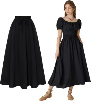 Scarlet Darkness Renaissance Maxi Skirts for Women Summer Floral Long Skirt with Pockets