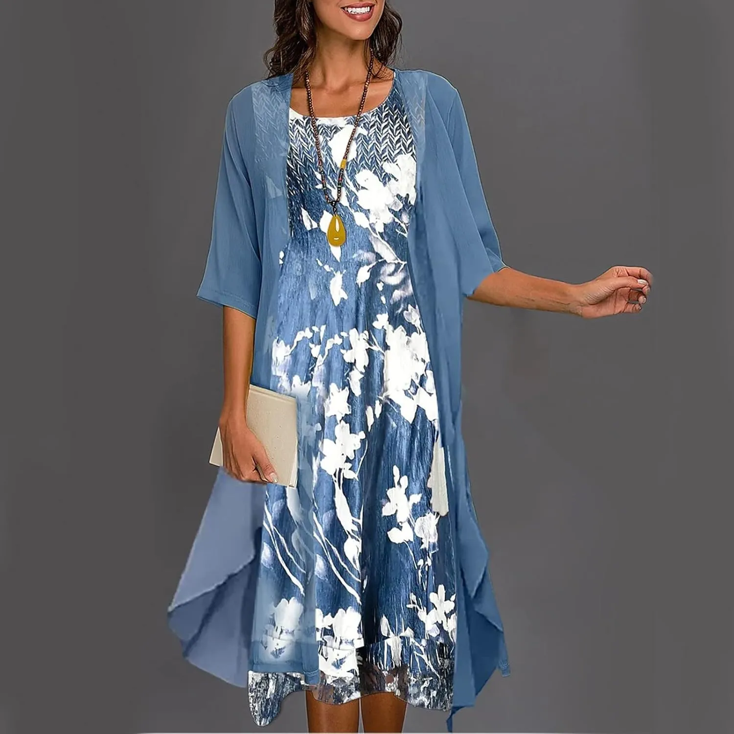 Summer Dresses for Women 2025 Wedding Guest Dresses for Women Chiffon 2 Piece Dress Sets Mother of The Bride Dresses