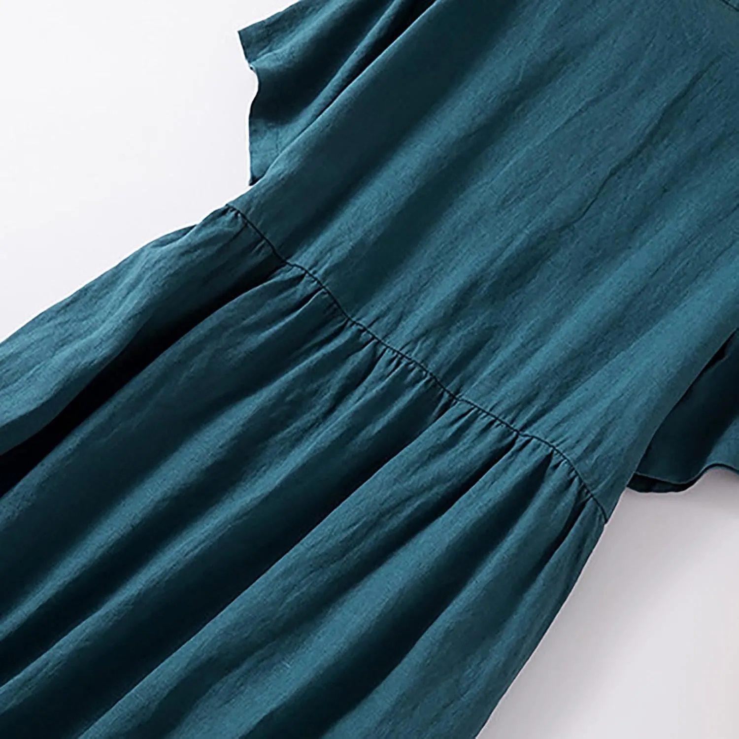 Summer Linen Dresses for Women 2025 Short Sleeve Button Shirt Dress Lapel Vneck Casual Beach Vacation Maxi Dresses