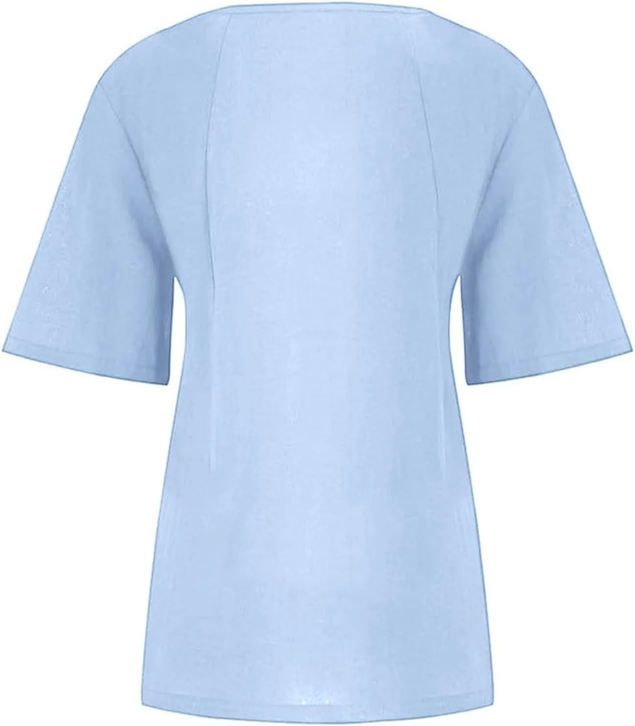 Summer Linen Shirt Women's - Floral Stitch Detail & Button Closure, Relaxed Fit Casual Tee, Moisture-Wicking