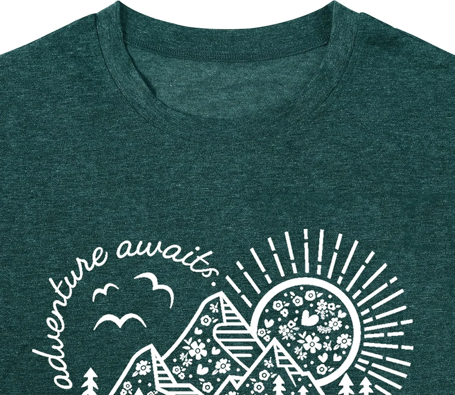 Women Adventure Awaits Outdoor Graphic Tee Shirt Kindness Heart Printed Hike Mountain Nature Travel Shirt Workout Tops