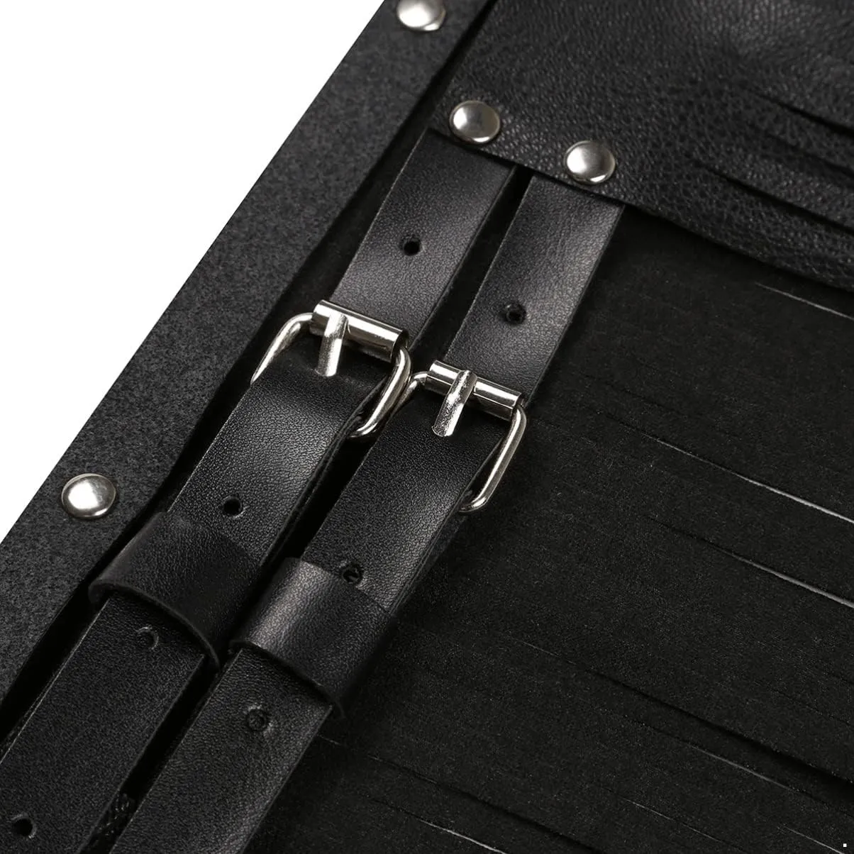 Women's Adjustable Waistband Faux Leather Fringe Dress Belt Gypsy Style Tassel Skirts