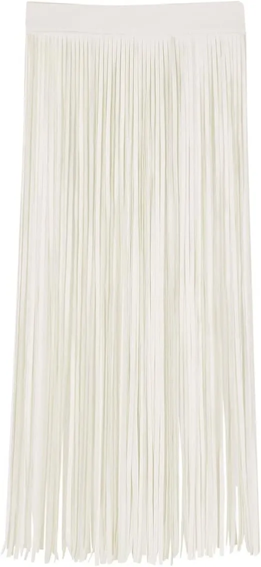 Women's Adjustable Waistband Faux Leather Fringe Dress Belt Gypsy Style Tassel Skirts