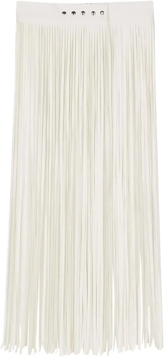 Women's Adjustable Waistband Faux Leather Fringe Dress Belt Gypsy Style Tassel Skirts