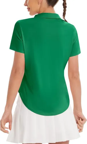 Women's Golf Polo Shirts UPF 50  Sun Protection 3-Button Short Sleeve Quick Dry Shirt Athletic Tennis Golf Tops