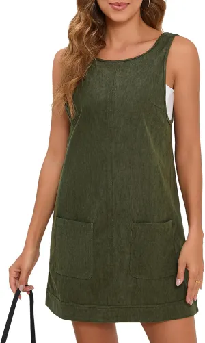 Women's Overall Dress A Line Jumper Mini Dresses with Pockets