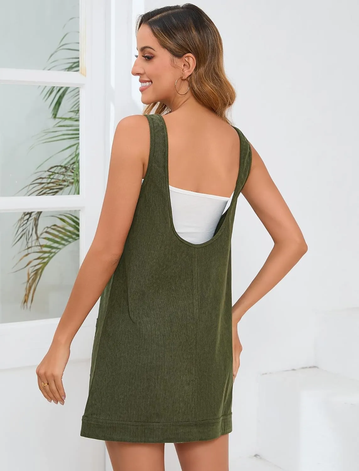 Women's Overall Dress A Line Jumper Mini Dresses with Pockets