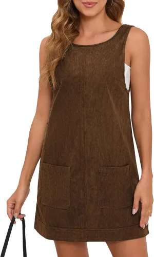 Women's Overall Dress A Line Jumper Mini Dresses with Pockets