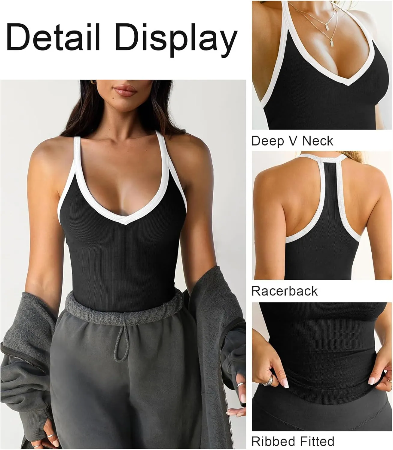 Womens Tank Tops Summer V Neck Workout Racerback Yoga Gym Tank Tops
