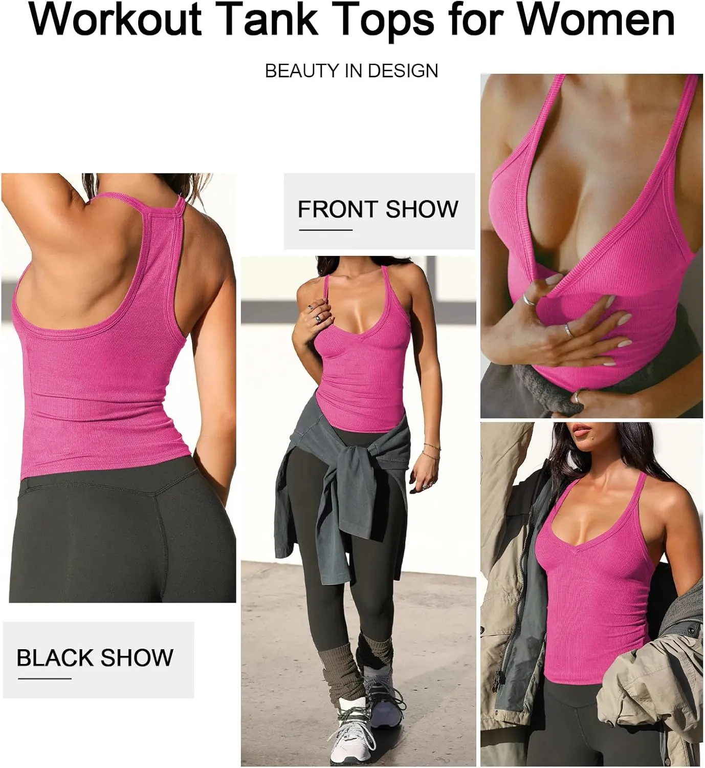 Womens Tank Tops Summer V Neck Workout Racerback Yoga Gym Tank Tops