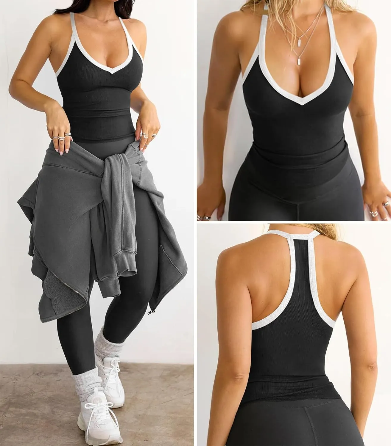 Womens Tank Tops Summer V Neck Workout Racerback Yoga Gym Tank Tops