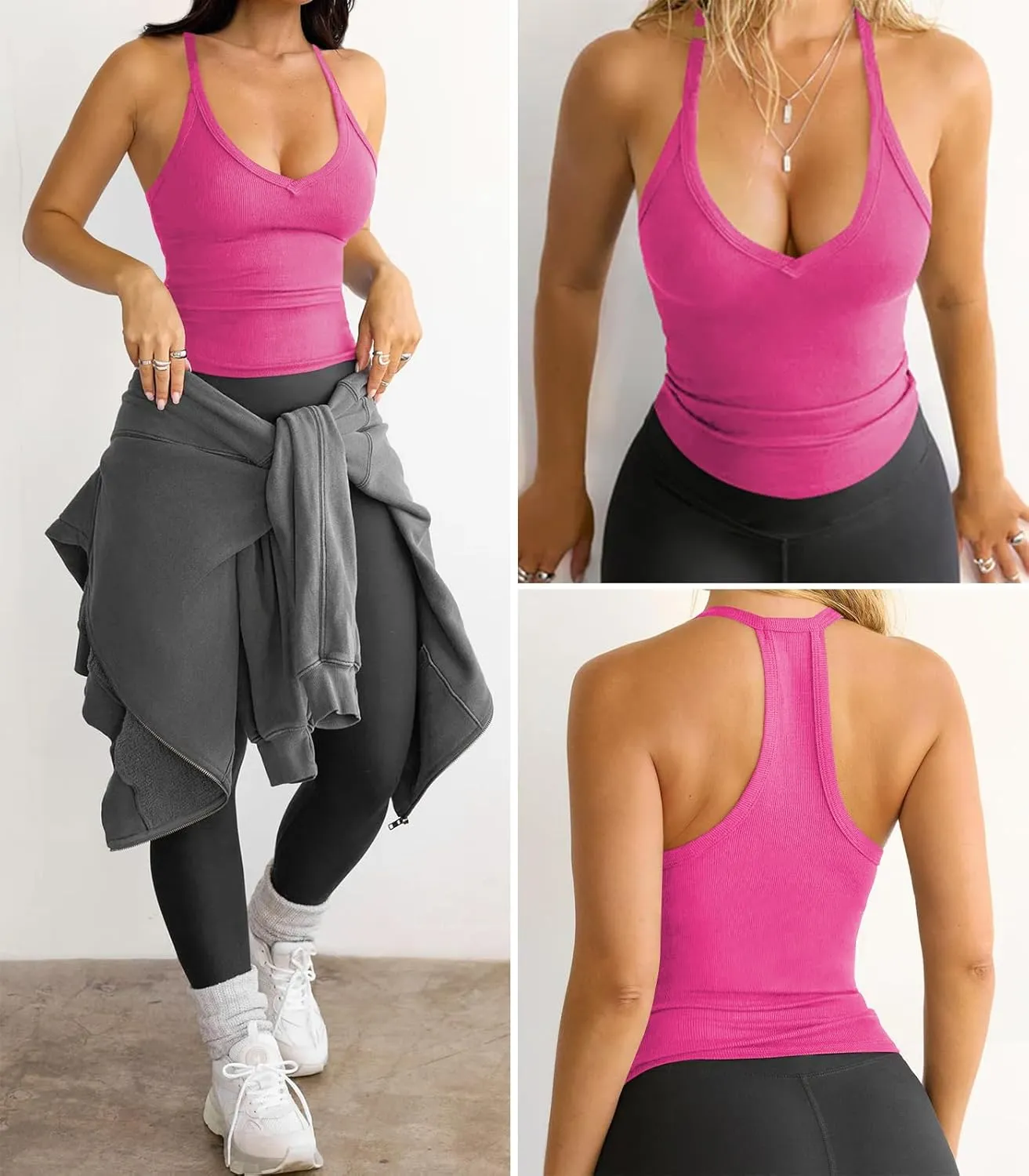 Womens Tank Tops Summer V Neck Workout Racerback Yoga Gym Tank Tops