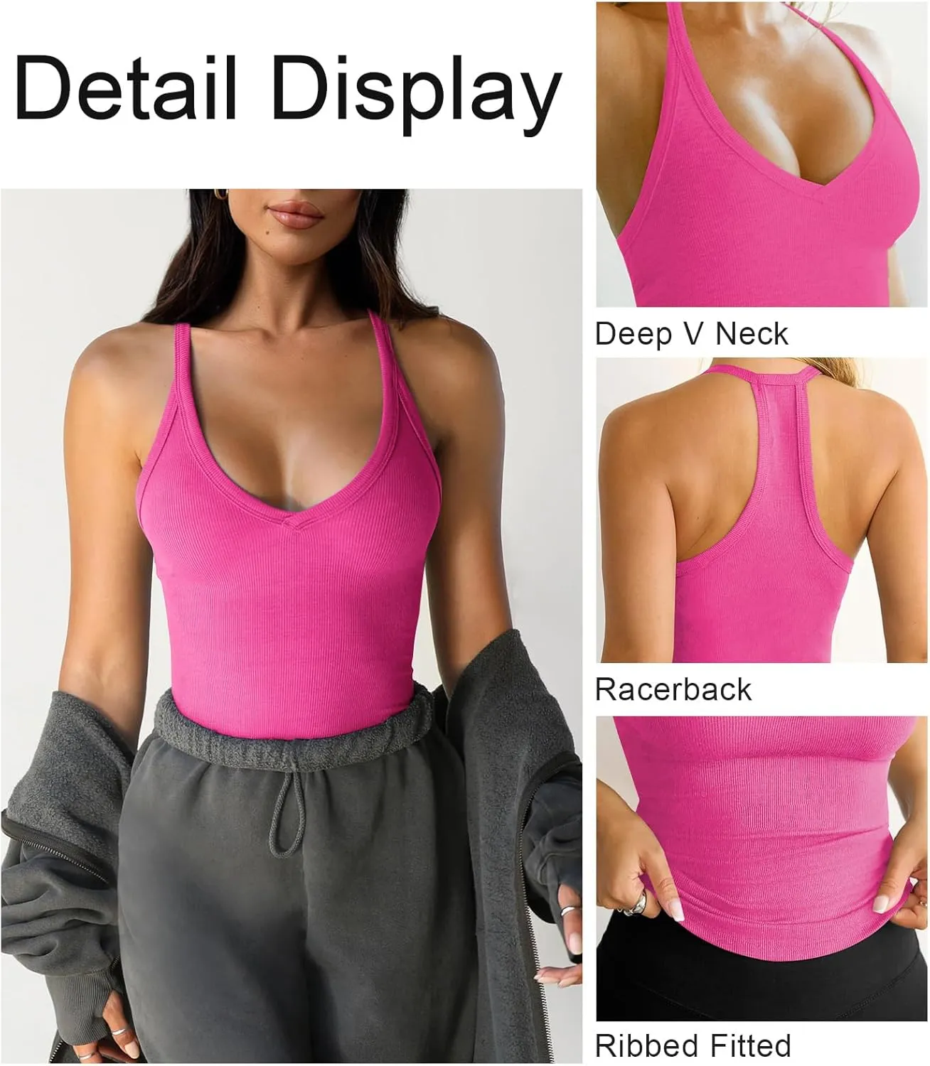 Womens Tank Tops Summer V Neck Workout Racerback Yoga Gym Tank Tops